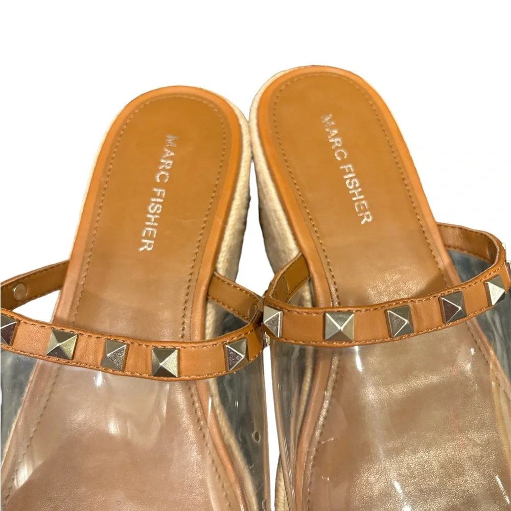 Marc Fisher Studded Clear Platform Espadrilles Sandals Wedges size 7